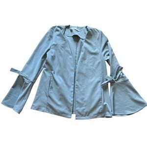 Elegant Blue Potter’s Pot Women's Jacket Bell Sleeve Blazer